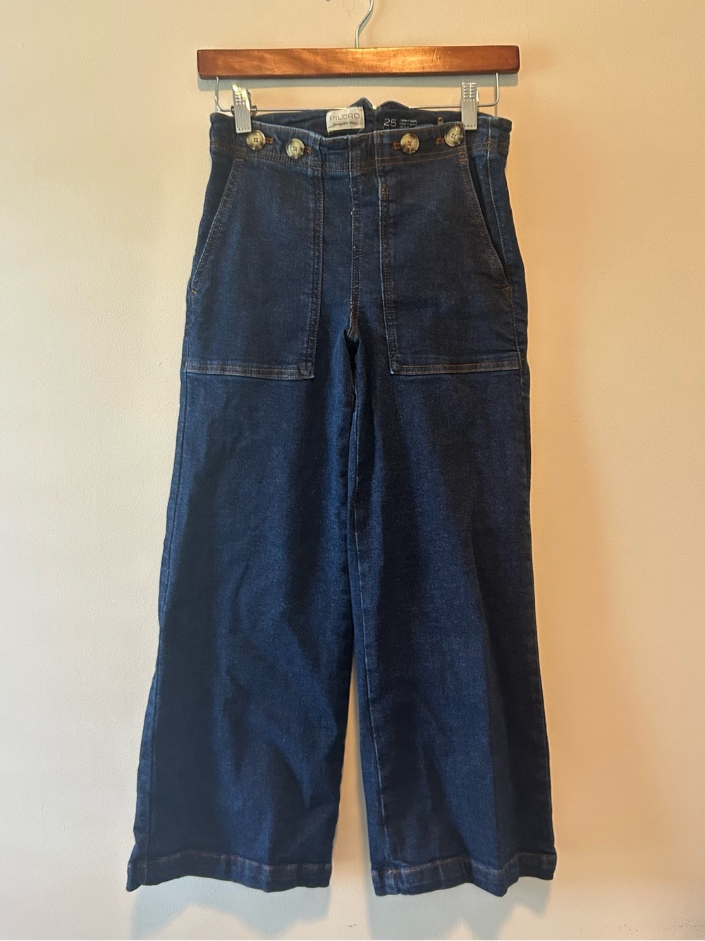 Pilcro Anthropologie Dark Wash Women’s Jeans Wide Leg Crop Size 25